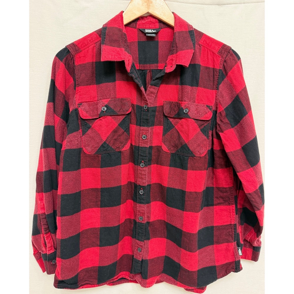Eddie Bauer Red Black Buffalo Plaid Flannel Shirt Petite Large PL